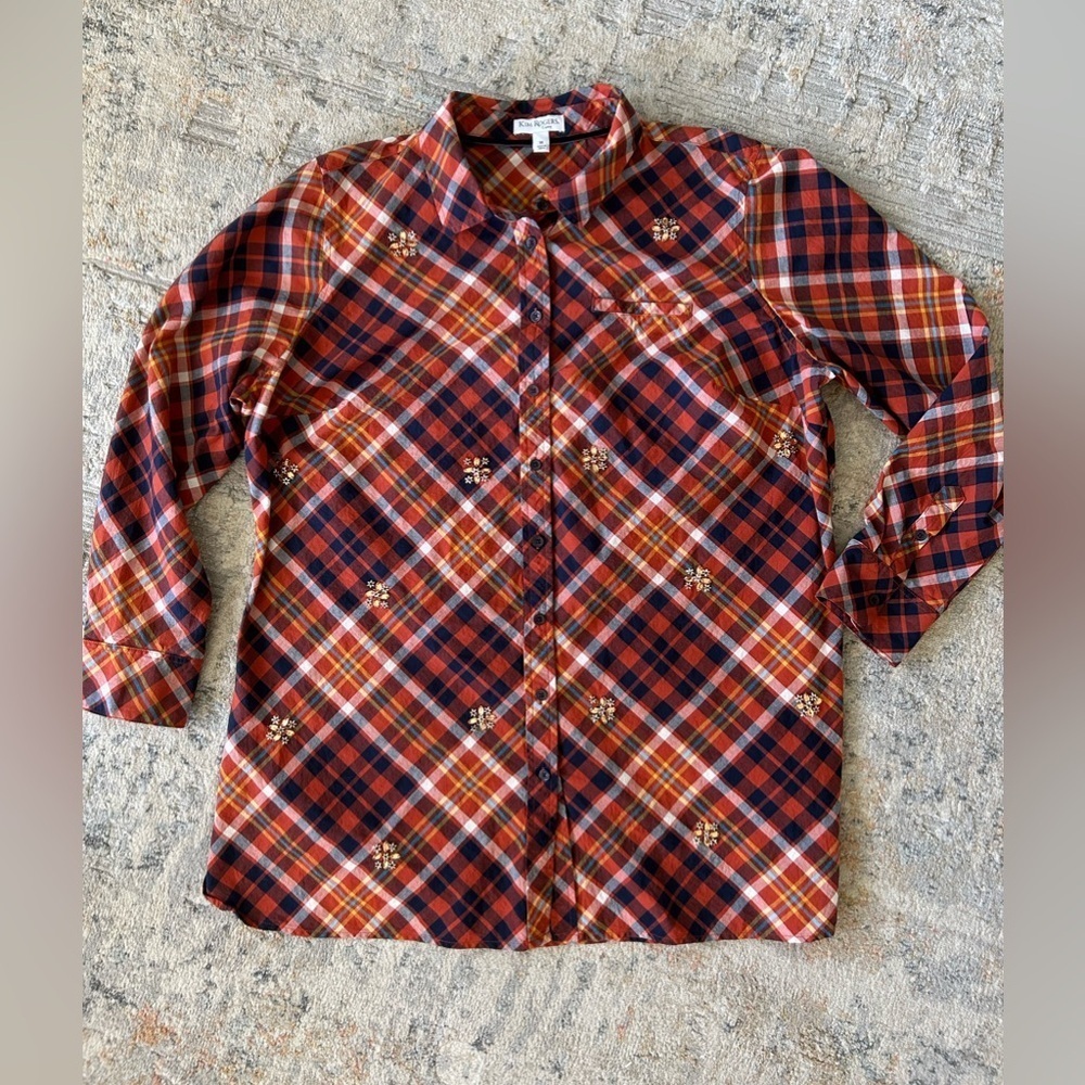 Kim Rogers women’s button down plaid fall blouse size 1x​​​​